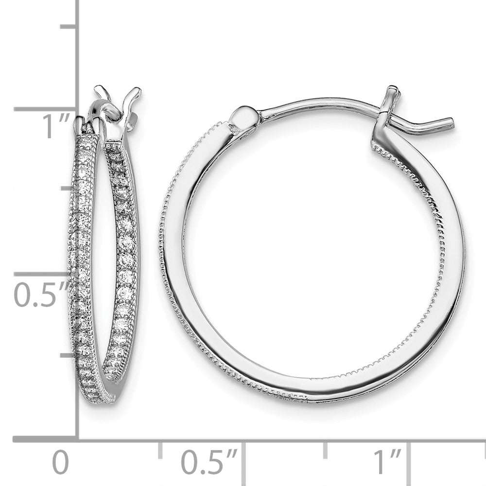 Sterling Silver Rhodium-plated Micro Pavé CZ In/Out Hoops