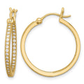 Sterling Silver Gold-tone Micro Pave CZ In/Out Hoop Earrings
