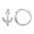 Sterling Silver Rhodium-plated CZ Anchor Hinged Earrings