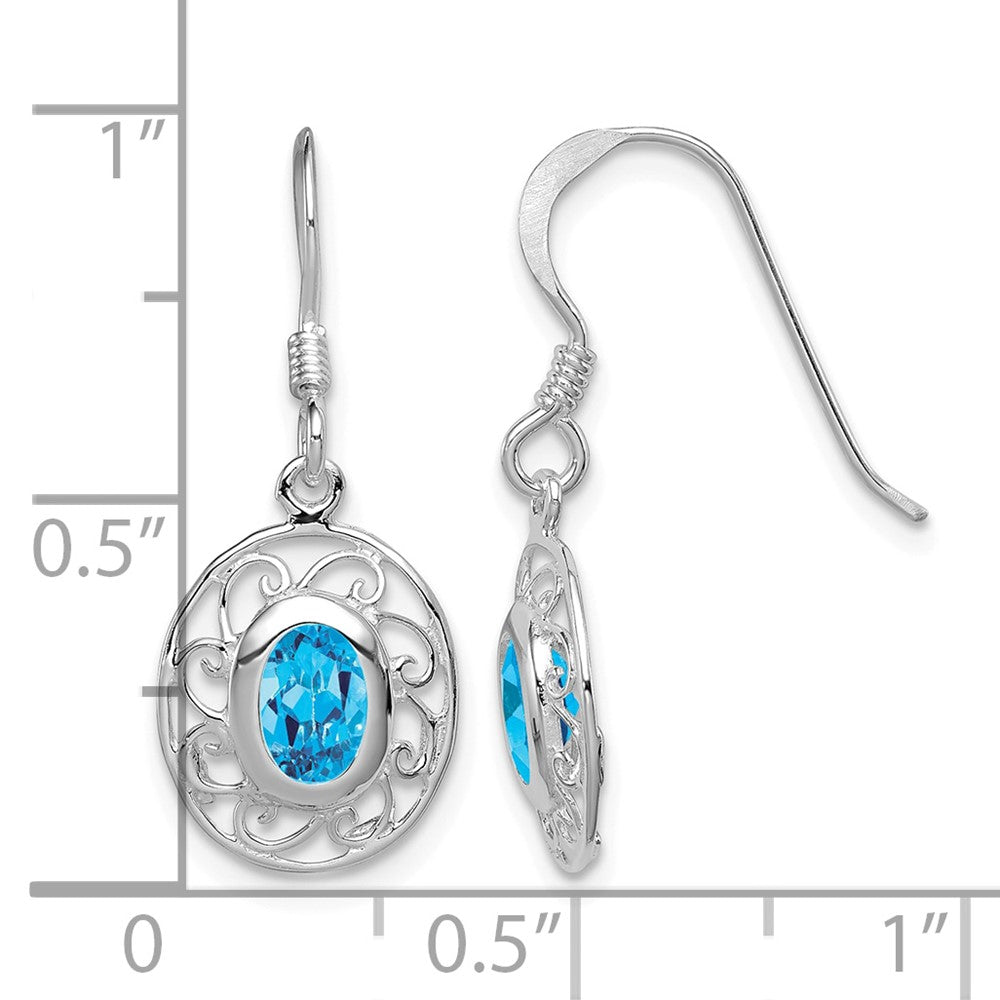 Sterling Silver Blue Topaz Fancy Dangle Earrings