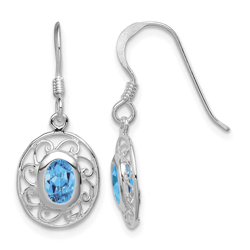 Sterling Silver Blue Topaz Fancy Dangle Earrings