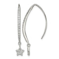Sterling Silver Polished CZ Star Threader Earrings