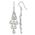 Sterling Silver RH-pltd Polished Fancy Pear CZ Chandelier Dangle Earrings