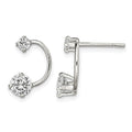 Sterling Silver Polished CZ Half-Circle Post Earrings
