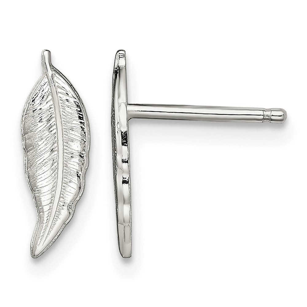 Sterling Silver Polished Feather Post Earrings