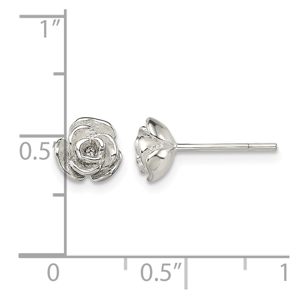 Sterling Silver Polished Rose Post Earrings