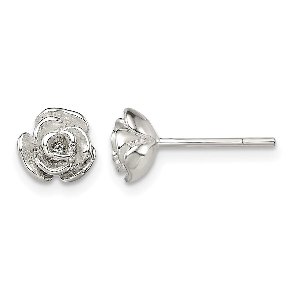 Sterling Silver Polished Rose Post Earrings