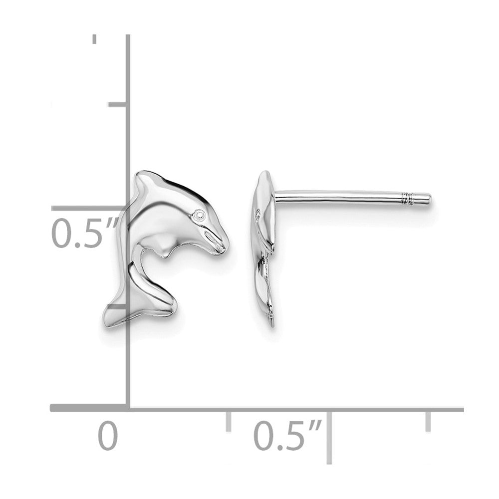 Sterling Silver Rhodium-plated Dolphin Stud Earrings