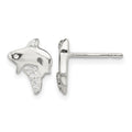Sterling Silver Polished CZ Shark Post Earrings