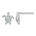 Sterling Silver CZ Turtle Post Earrings