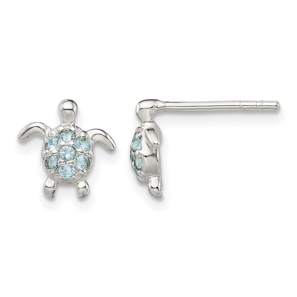 Sterling Silver CZ Turtle Post Earrings