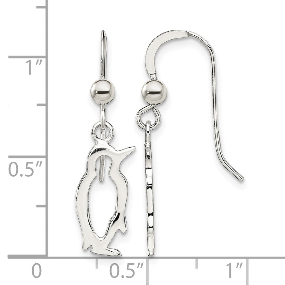 Sterling Silver Penguin Shepherd Hook Earrings