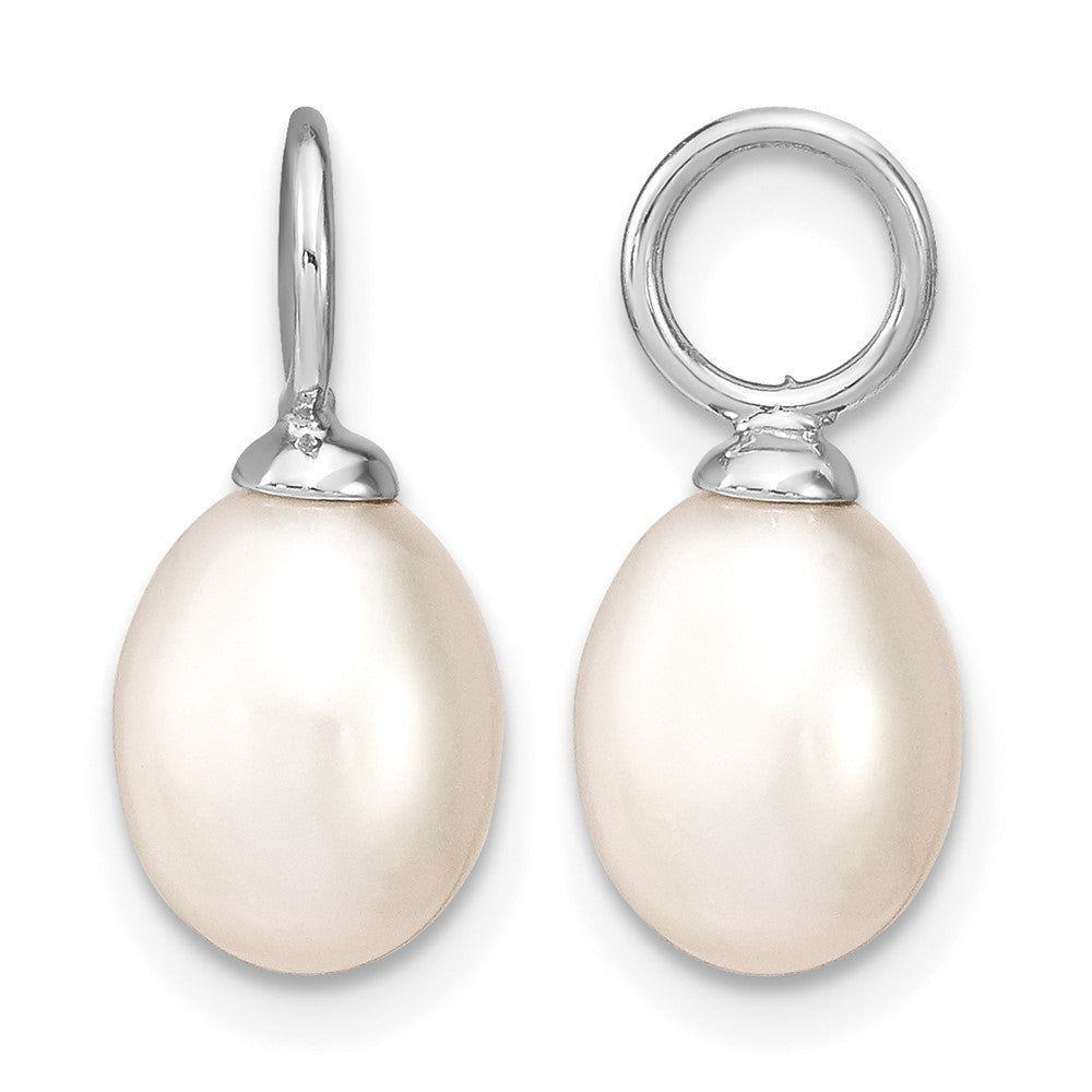 Sterling Silver RH 7-8mm Wte/Blk FWC Pearl CZ Changeable Earring