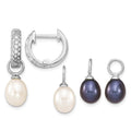 Sterling Silver RH 7-8mm Wte/Blk FWC Pearl CZ Changeable Earring