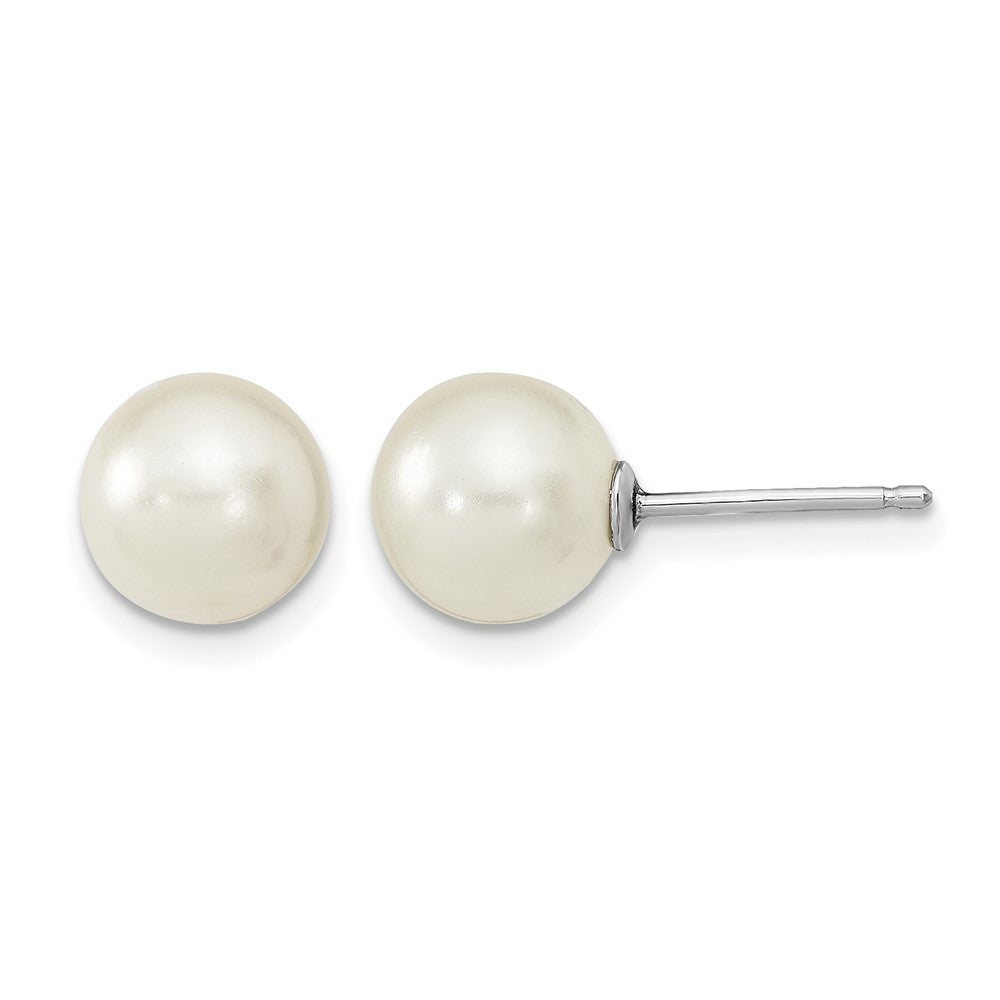 Sterling Silver Rh-pl 8-9mm Purple/Wht Imitat Shell Pearl Post 3 Earring Se