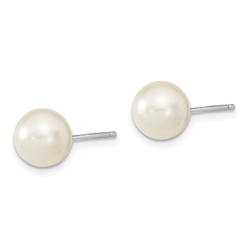 Sterling Silver Rh-pl 8-9mm Purple/Wht Imitat Shell Pearl Post 3 Earring Se