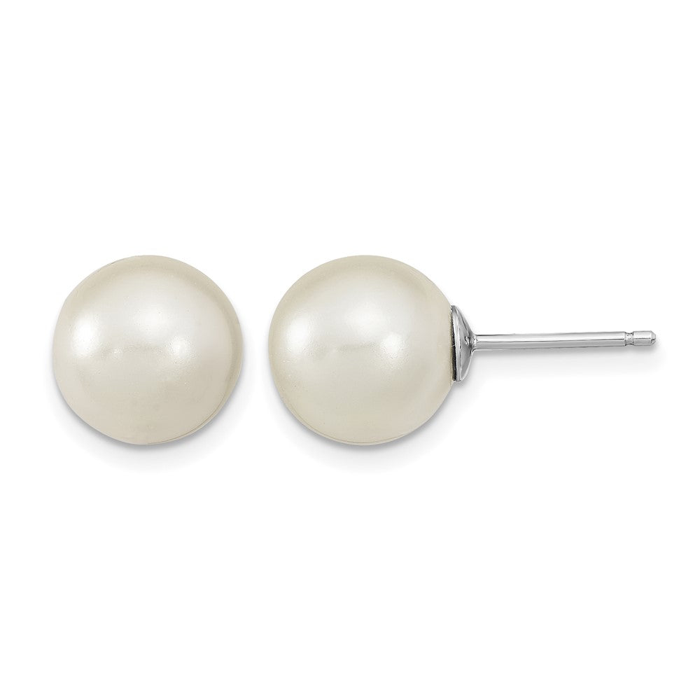 Sterling Silver RH-pl 10-11mm Wht/Grey Imitation Shell Pearl 3 Earring Set