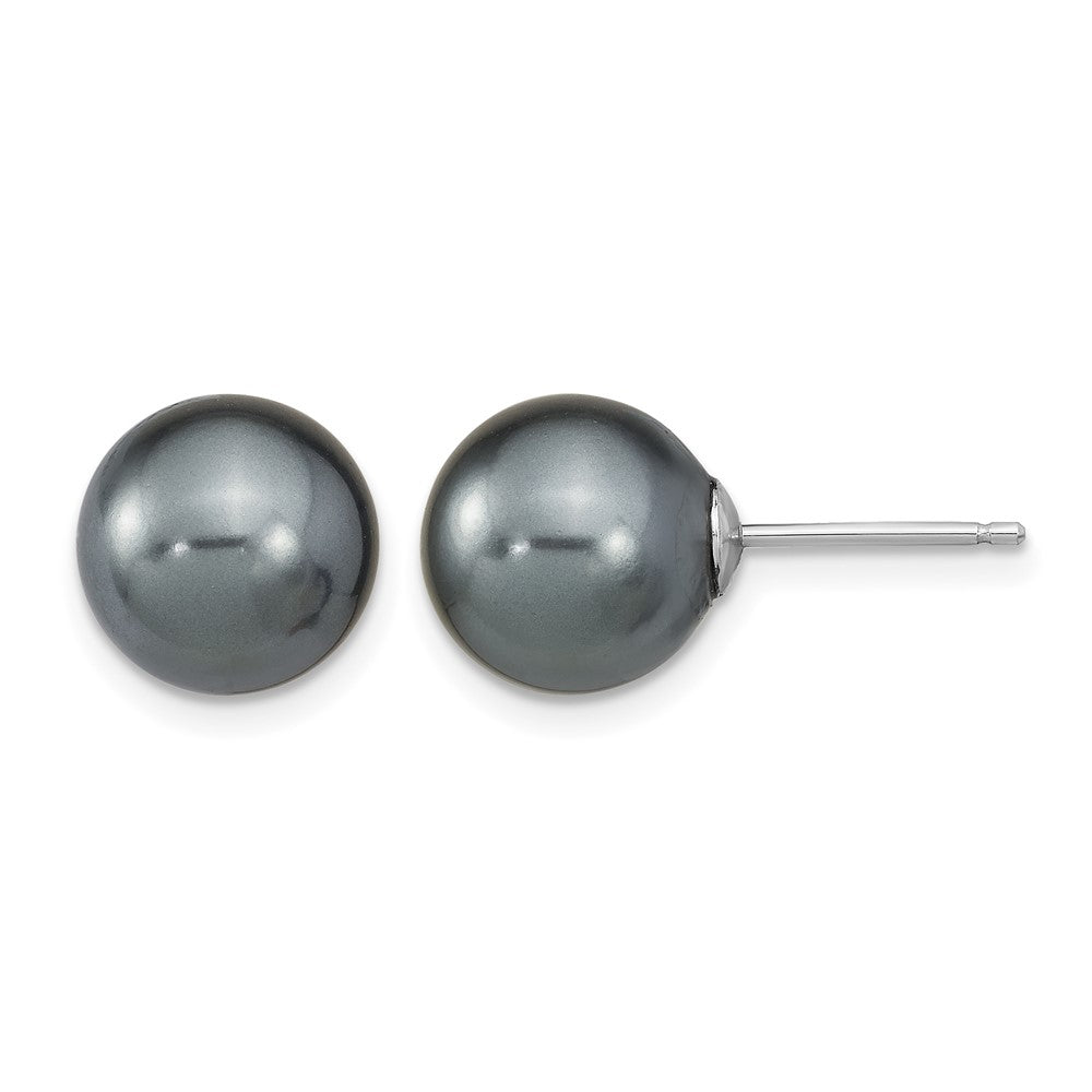 Sterling Silver RH-pl 10-11mm Wht/Grey Imitation Shell Pearl 3 Earring Set