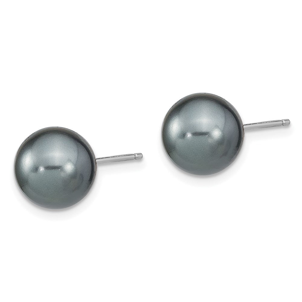Sterling Silver RH-pl 10-11mm Wht/Grey Imitation Shell Pearl 3 Earring Set