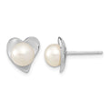 Sterling Silver RH 7-8mm White Button FWC Pearl Post Earrings