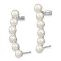 Sterling Silver RH-plated 5-6mm FWC Pearl Post Ear Climber/Cuff Earrings