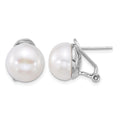 Sterling Silver Rhodium-plated 12-13mm FWC Pearl Omega Back Earrings