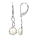 Sterling Silver RH-plated Twisted FWC Pearl Leverback Dangle Earrings