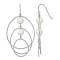 Sterling Silver RH-plated Polished 8-9mm FWC Pearl Circles Dangle Earrings