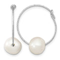 Sterling Silver Rhodium-plated 8-9mm Round FWC Pearl Hoop Earrings