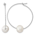 Sterling Silver Rhodium-plated 8-9mm Semi-round FWC Pearl Hoop Earrings
