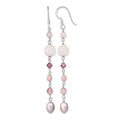 SS Pink FWCPearl/Cherry,Rose Quartz/Pink Jade/Rosaline Dangle Earrings