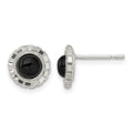 Sterling Silver Polished & Textured Black Onyx Post Earrings