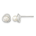 Sterling Silver Polished Synthetic Pearl Post Earrings