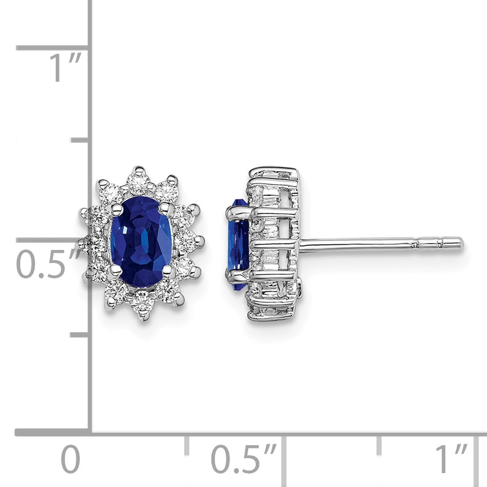 Sterling Silver Rhodium-plated CZ/Lab Cr. Blue Sapphire Earrings