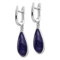 Sterling Silver Rhodium-plated Lapis Teardrop Hinged Earrings