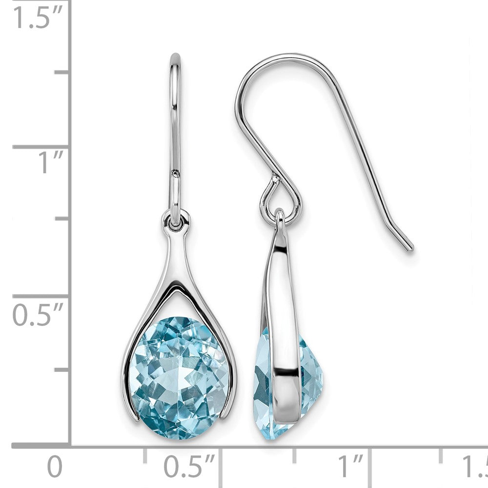 Sterling Silver Rhodium-plated Blue Topaz Shepherds Hook Earrings