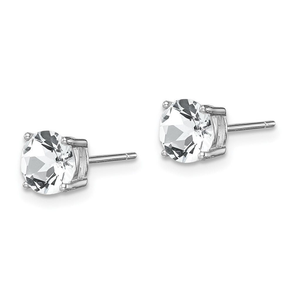 Sterling Silver Rhodium-plated Clear Crystal Birthstone Earrings