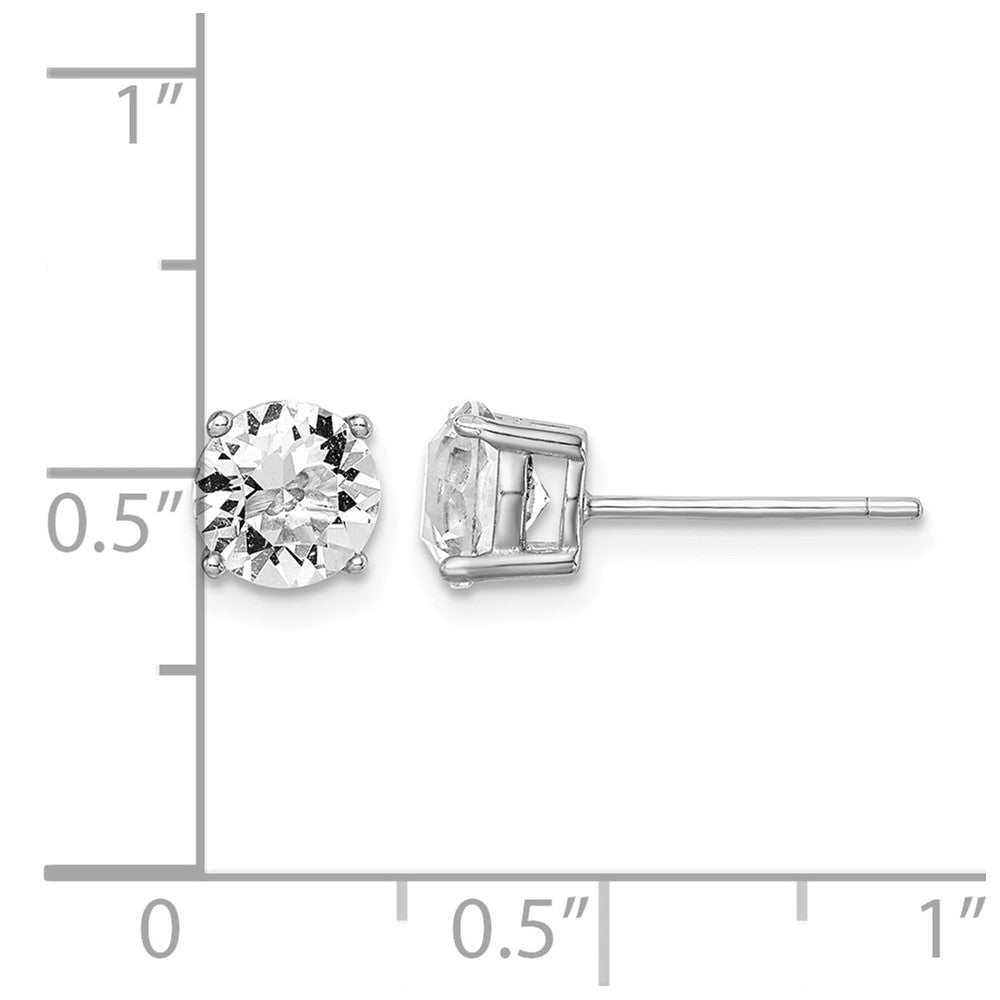 Sterling Silver Rhodium-plated Clear Crystal Birthstone Earrings