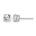 Sterling Silver Rhodium-plated Clear Crystal Birthstone Earrings