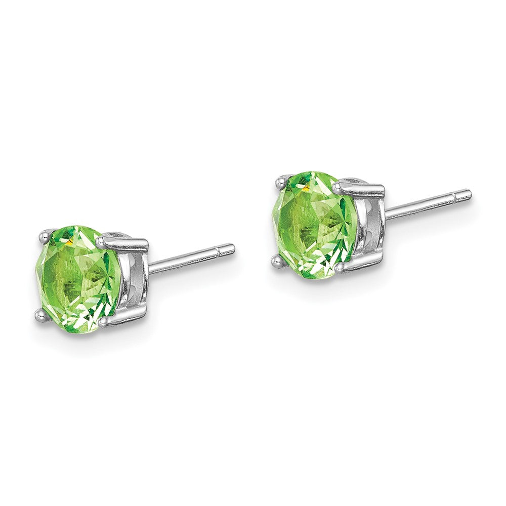 Sterling Silver Rhodium-plated Light Green Crystal Birthstone Earrings