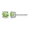 Sterling Silver Rhodium-plated Light Green Crystal Birthstone Earrings