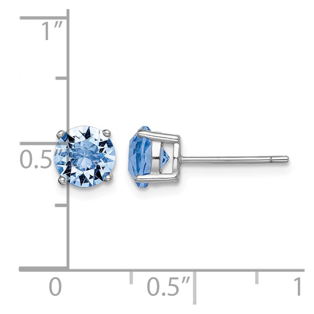Sterling Silver Rhodium-plated Light Blue Crystal Birthstone Earrings