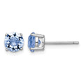 Sterling Silver Rhodium-plated Light Blue Crystal Birthstone Earrings
