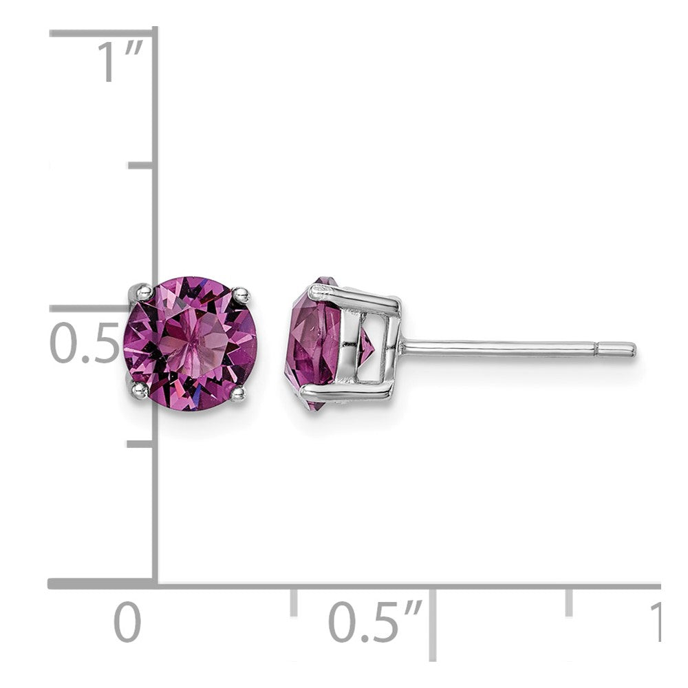 Sterling Silver Rhodium-plated Purple Crystal Birthstone Earrings