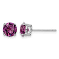 Sterling Silver Rhodium-plated Purple Crystal Birthstone Earrings