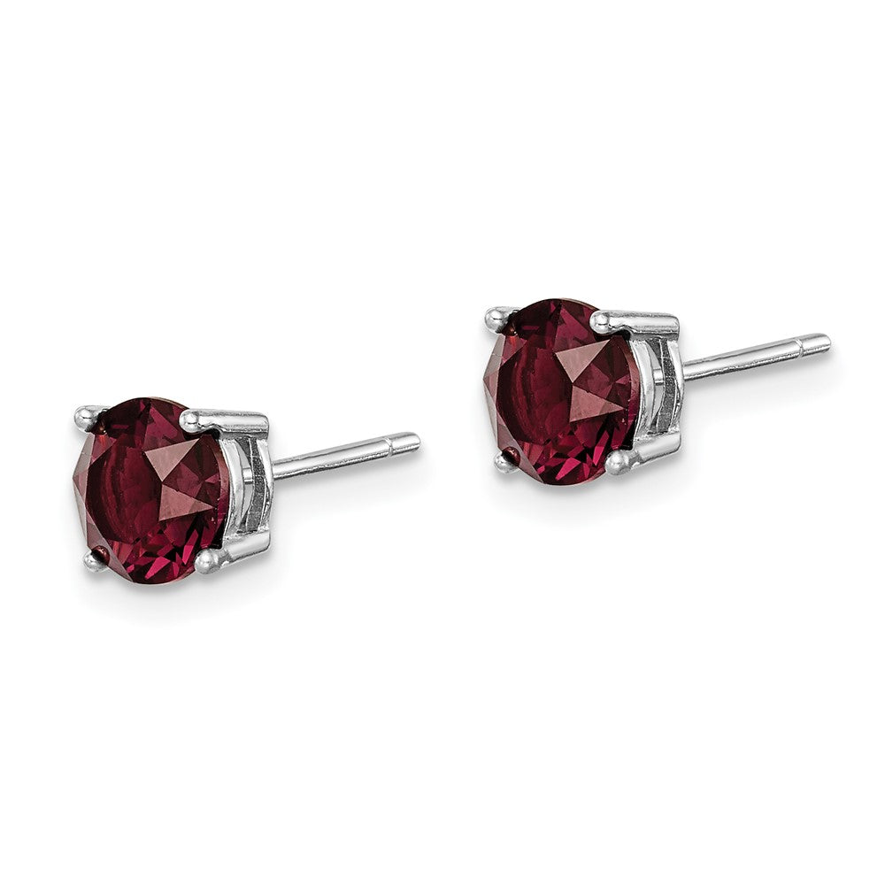 Sterling Silver Rhodium-plated Burgundy Crystal Birthstone Earrings