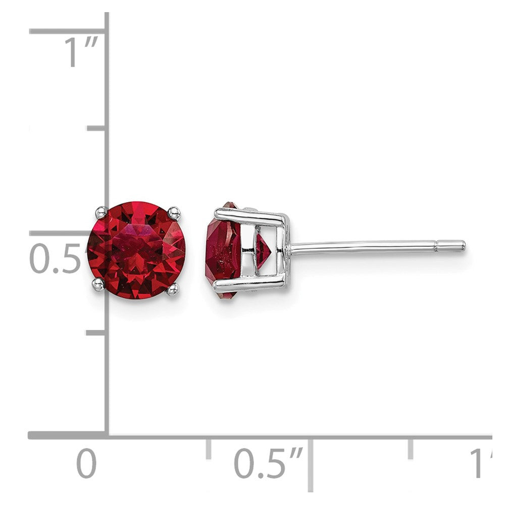 Sterling Silver Rhodium-plated Red Crystal Birthstone Earrings