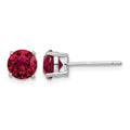 Sterling Silver Rhodium-plated Red Crystal Birthstone Earrings