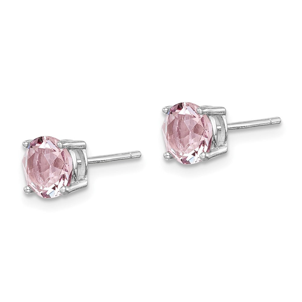 Sterling Silver Rhodium-plated Lavender Pink Crystal Birthstone Earrings