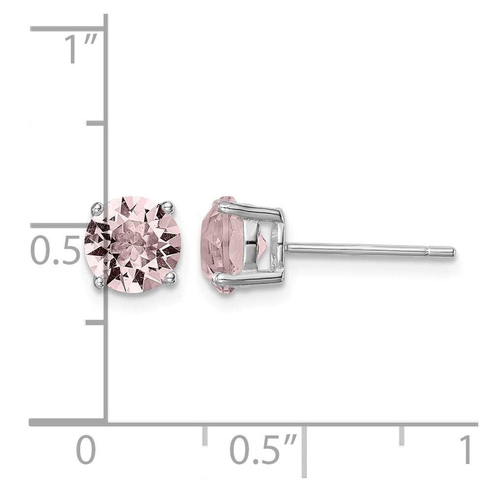 Sterling Silver Rhodium-plated Lavender Pink Crystal Birthstone Earrings